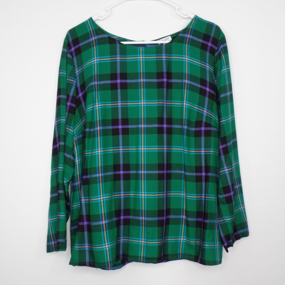 SPLENDID Green Plaid Pullover Shirt